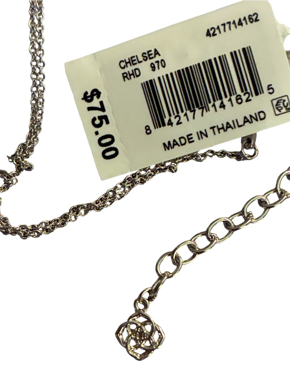 NWT KENDRA SCOTT CHELSEA SILVER/RHODIUM IRIDESCENT DRUSY PENDENT - Picture 7 of 9